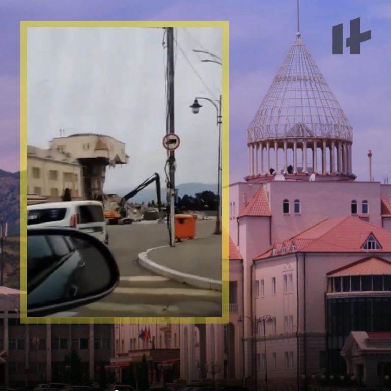 Xankəndidə “Dağlıq Qarabağ”ın parlament binası sökülür