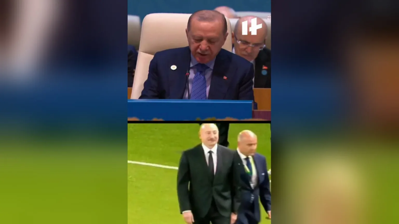 Ərdoğan zirvədə danışarkən Əliyev futbolçuları mükafatlandırdı